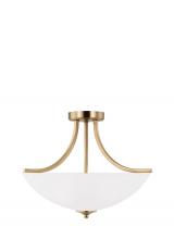 Anzalone Electric and Lighting Items 7716503-848 - Geary traditional indoor dimmable medium 3-light semi-flush convertible pendant in satin brass finis