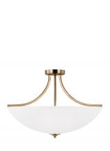 Anzalone Electric and Lighting Items 7716504EN3-848 - Geary traditional indoor dimmable LED large 4-light semi-flush convertible pendant in satin brass fi