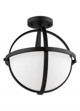 Anzalone Electric and Lighting Items 7724602-112 - Alturas indoor dimmable 2-light semi-flush convertible pendant in a midnight black finish and etched