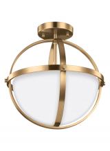 Anzalone Electric and Lighting Items 7724602-848 - Alturas contemporary 2-light indoor dimmable ceiling semi-flush mount in satin brass gold finish wit