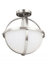 Anzalone Electric and Lighting Items 7724602-962 - Alturas contemporary 2-light indoor dimmable ceiling semi-flush mount in brushed nickel silver finis