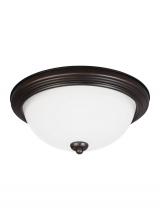 Anzalone Electric and Lighting Items 77264-710 - Geary transitional 2-light indoor dimmable ceiling flush mount fixture in bronze finish with satin e