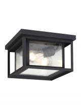 Anzalone Electric and Lighting Items 78027-12 - Hunnington contemporary 2-light outdoor exterior ceiling flush mount in black finish with clear seed