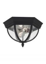 Anzalone Electric and Lighting Items 78136-12 - Wynfield traditional 2-light outdoor exterior ceiling ceiling flush mount in black finish with clear