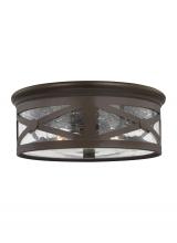 Anzalone Electric and Lighting Items 7821402-71 - Outdoor Ceiling traditional 2-light outdoor exterior ceiling flush mount in antique bronze finish wi