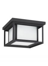 Anzalone Electric and Lighting Items 7903997S-12 - Hunnington contemporary 1-light outdoor exterior led outdoor ceiling flush mount in black finish wit