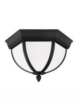 Anzalone Electric and Lighting Items 79136-12 - Wynfield traditional 2-light outdoor exterior ceiling ceiling flush mount in black finish with etche