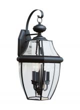 Anzalone Electric and Lighting Items 8040-12 - Lancaster traditional 3-light outdoor exterior wall lantern sconce in black finish with clear curved