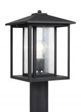 Anzalone Electric and Lighting Items 82027-12 - Hunnington contemporary 1-light outdoor exterior post lantern in black finish with clear seeded glas