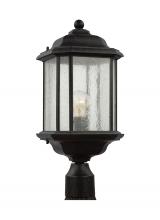 Anzalone Electric and Lighting Items 82029-746 - Kent traditional 1-light outdoor exterior post lantern in oxford bronze finish with clear seeded gla