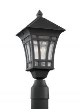 Anzalone Electric and Lighting Items 82131-12 - Herrington transitional 1-light outdoor exterior post lantern in black finish with clear seeded glas