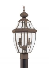 Anzalone Electric and Lighting Items 8229-71 - Lancaster traditional 2-light outdoor exterior post lantern in antique bronze finish with clear curv