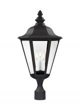 Anzalone Electric and Lighting Items 8231-12 - Brentwood traditional 3-light outdoor exterior post lantern in black finish with clear glass panels