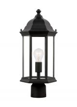 Anzalone Electric and Lighting Items 8238601-12 - Sevier traditional 1-light outdoor exterior medium post lantern in black finish with clear glass pan