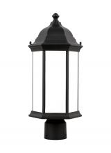 Anzalone Electric and Lighting Items 8238651-12 - Sevier traditional 1-light outdoor exterior medium post lantern in black finish with satin etched gl