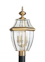 Anzalone Electric and Lighting Items 8239-02 - Lancaster traditional 3-light outdoor exterior post lantern in polished brass gold finish with clear