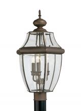 Anzalone Electric and Lighting Items 8239-71 - Lancaster traditional 3-light outdoor exterior post lantern in antique bronze finish with clear curv