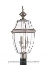 Anzalone Electric and Lighting Items 8239-965 - Lancaster traditional 3-light outdoor exterior post lantern in antique brushed nickel silver finish