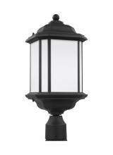 Anzalone Electric and Lighting Items 82529-12 - Kent traditional 1-light outdoor exterior post lantern in black finish with satin etched glass panel