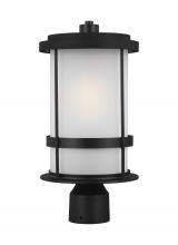 Anzalone Electric and Lighting Items 8290901-12 - Wilburn modern 1-light outdoor exterior post lantern in black finish with satin etched glass shade