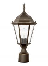 Anzalone Electric and Lighting Items 82938-71 - Bakersville traditional 1-light outdoor exterior post lantern in antique bronze finish with clear be