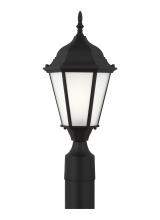 Anzalone Electric and Lighting Items 82941-12 - Bakersville traditional 1-light outdoor exterior post lantern in black finish with satin etched glas