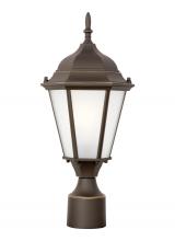 Anzalone Electric and Lighting Items 82941-71 - Bakersville traditional 1-light outdoor exterior post lantern in antique bronze finish with satin et