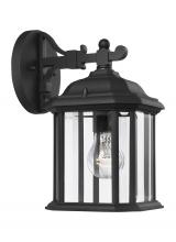 Anzalone Electric and Lighting Items 84029-12 - Kent traditional 1-light outdoor exterior small wall lantern sconce in black finish with clear bevel