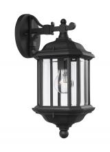 Anzalone Electric and Lighting Items 84030-12 - Kent traditional 1-light outdoor exterior medium wall lantern sconce in black finish with clear beve