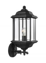 Anzalone Electric and Lighting Items 84032-12 - Kent traditional 1-light outdoor exterior large uplight wall lantern sconce in black finish with cle