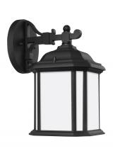 Anzalone Electric and Lighting Items 84529-12 - Kent traditional 1-light outdoor exterior small wall lantern sconce in black finish with satin etche