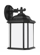 Anzalone Electric and Lighting Items 84531-12 - Kent traditional 1-light outdoor exterior large wall lantern sconce in black finish with satin etche