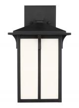 Anzalone Electric and Lighting Items 8552701-12 - Tomek modern 1-light outdoor exterior small wall lantern sconce in black finish with etched white gl