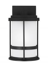 Anzalone Electric and Lighting Items 8590901-12 - Wilburn modern 1-light outdoor exterior small wall lantern sconce in black finish with satin etched