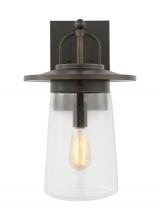 Anzalone Electric and Lighting Items 8708901-71 - Tybee traditional 1-light outdoor exterior large wall lantern in antique bronze finish with clear gl