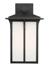 Anzalone Electric and Lighting Items 8752701-12 - Tomek modern 1-light outdoor exterior large wall lantern sconce in black finish with etched white gl