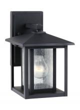 Anzalone Electric and Lighting Items 88025-12 - Hunnington contemporary 1-light outdoor exterior small wall lantern in black finish with clear seede