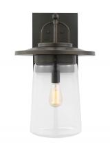 Anzalone Electric and Lighting Items 8808901-71 - Tybee traditional 1-light outdoor exterior extra-large wall lantern in antique bronze finish with cl