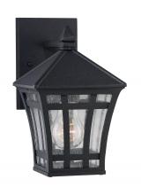 Anzalone Electric and Lighting Items 88131-12 - Herrington transitional 1-light outdoor exterior small wall lantern sconce in black finish with clea