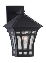 Anzalone Electric and Lighting Items 88132-12 - Herrington transitional 1-light outdoor exterior medium wall lantern sconce in black finish with cle