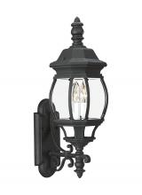 Anzalone Electric and Lighting Items 88201-12 - Wynfield traditional 2-light outdoor exterior wall lantern sconce in black finish with clear beveled