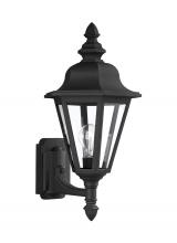 Anzalone Electric and Lighting Items 8824-12 - Brentwood traditional 1-light outdoor exterior uplight wall lantern sconce in black finish with clea