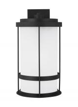 Anzalone Electric and Lighting Items 8890901-12 - Wilburn modern 1-light outdoor exterior extra large wall lantern sconce in black finish with satin e