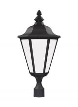 Anzalone Electric and Lighting Items 89025-12 - Brentwood traditional 1-light outdoor exterior post lantern in black finish with smooth white glass