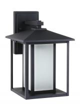 Anzalone Electric and Lighting Items 89031EN3-12 - Hunnington contemporary 1-light LED outdoor exterior medium wall lantern in black finish with etched