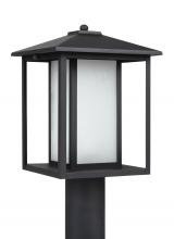 Anzalone Electric and Lighting Items 89129EN3-12 - Hunnington contemporary 1-light LED outdoor exterior post lantern in black finish with etched seeded