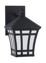 Anzalone Electric and Lighting Items 89131-12 - Herrington transitional 1-light outdoor exterior small wall lantern sconce in black finish with etch