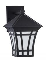 Anzalone Electric and Lighting Items 89132-12 - Herrington transitional 1-light outdoor exterior medium wall lantern sconce in black finish with etc