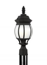 Anzalone Electric and Lighting Items 89202-12 - Wynfield traditional 1-light outdoor exterior small post lantern in black finish with frosted glass