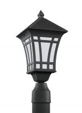 Anzalone Electric and Lighting Items 89231-12 - Herrington transitional 1-light outdoor exterior post lantern in black finish with etched white glas